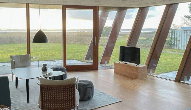View over Aarhus bay from striking architecture in Egå